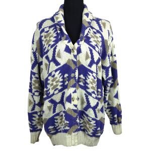 Vintage 90s Cambridge Dry Goods Knit Cardigan Sweater Button Shawl Cotton Ramie